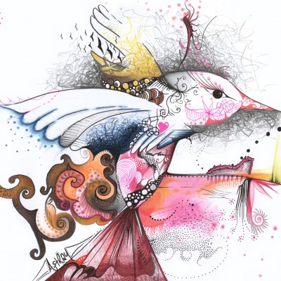 Intricate Illustration, Colourful Bird, Pretty Fantasy Print, Majestic Wall Art, Book Page Drawing, Beautiful Detailed Hummingbird